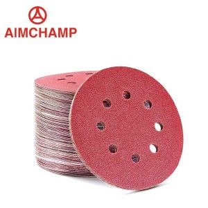 Quality Red Aluminum Oxide Sand Paper 6 Inch Hook And Loop Sanding Disc Abrasive Paper for sale