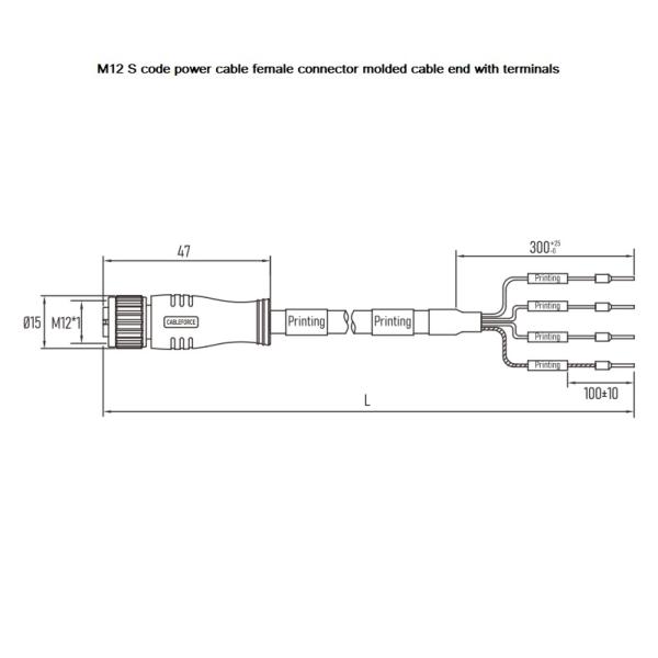 M12 Sensor Actuator Cable S Code Terminals For Motor Encoder PLC Drives