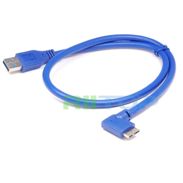 Buy Micro USB 3.0 Connector Data Cable 90 Degree AM / MicroB USB3.0 Adapter Cord 1m 3FT Blue For External Micro-B USB3.0 HD at wholesale prices