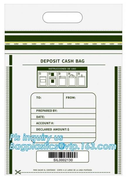 plastic security bank deposit cash money courier tamper evident proof self sealing bag, Level 2 Bank Security Deposit Ba