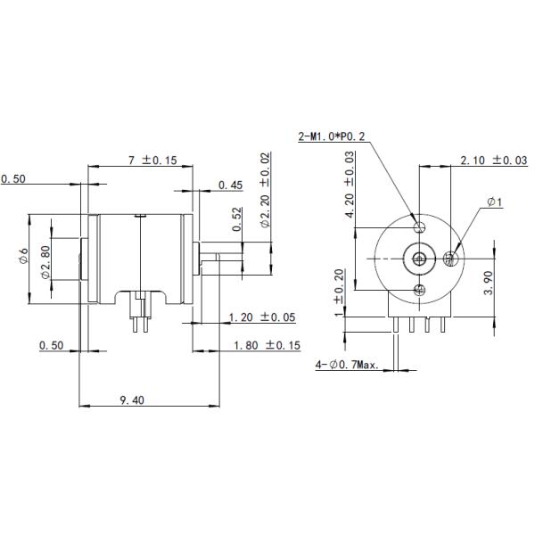 VSM0620 Permanent Magnet Stepper Motor 6mm 4 Bare Pins D Shaft 5V DC 18° Angle