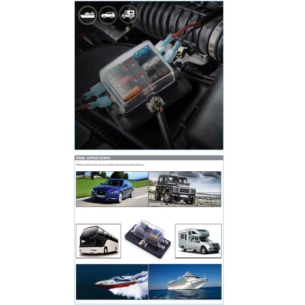 PBT Base PC Transparent Cover 4 Ways Automotive Car Blade Fuse Box With Screw Terminals