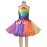 Rainbow Skirt Fish Dance Tutu Dress Wear Halter Triangle Top Back Crossing