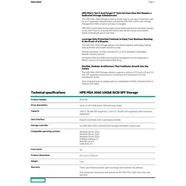 MSA2060 Dual Controller SAN Storage Array 12G SAS Hybrid Flash