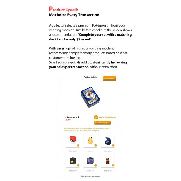 Pokémon Vending Machine with Customized Graphics Nayax Card Reader Spanish UI for European Market