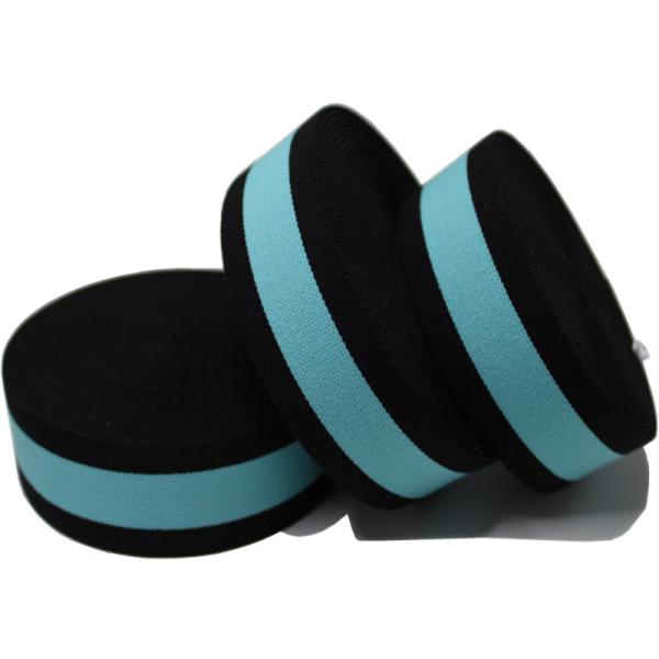 Buy Blue Stripe Nylon Elastic Webbing 30mm Knitted Elastic Band For Drawstring Bag at wholesale prices
