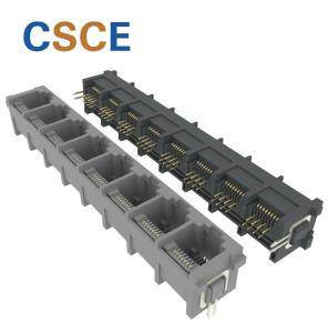 Quality 5225 Series 180 Degrees 1x8 Multiple-Port RJ45 Connector With PEG Vertical Entry 8 Port Ethernet Jack for sale