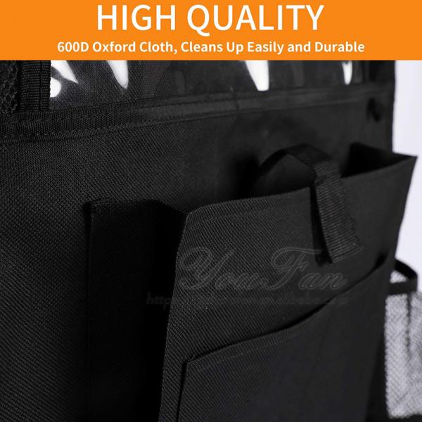600D Oxford Cloth Car Seat Back Organizer Durable With 9 Storage Pockets