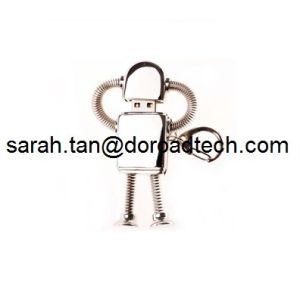 Quality Wholesale Metal Robot USB Pen Drive with Key Chain for sale