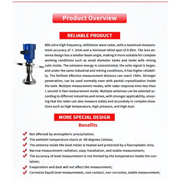 Customized UBLG-80CY UNIVO 80G Millimeter Wave Radar Level Meter for Liquid Detection