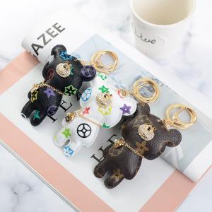 China OEM Leather Teddy Bear Keychain , 65mm Cute Keychains For Women on sale