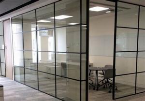 Quality Movable Modern Office Partitions , Interior Frosted Glass Pillar Partition for sale