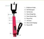 Bluetooth Selfie Stick and Built in Zoom in and Out Button for Android