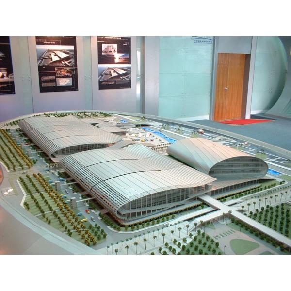 Architectural Model of Modern Exhibition Center – Precision Scale Model with Detailed Landscaping