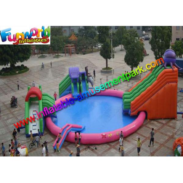 Mini 15m Diameters Inflatable Water Parks Customized White With 680w Pump