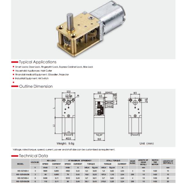 Customized DC Worm Gear Motor 12mm N20 N30 Gearbox DC Motor Threaded Shaft M3 M4