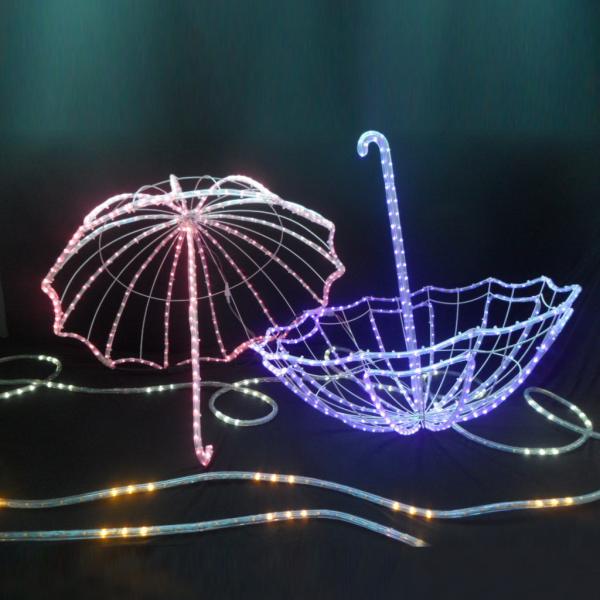 Buy 3D umbrella LED rope/string light motif light IP55 OEM/ODM multi color and flash LED function Christmas show wedding use at wholesale prices