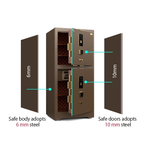 Fingerprint Lock Commercial Safe Box 3D Stereo Soft-Roll Leather Adjustable Shelves
