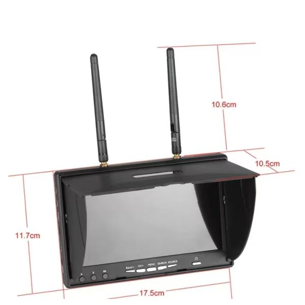 7-Inch LCD5802D 5.8G 40CH FPV Monitor for Multicopters Drones 800x480 Accessory DVR 2.4Ghz Built-in Battery Charger Included