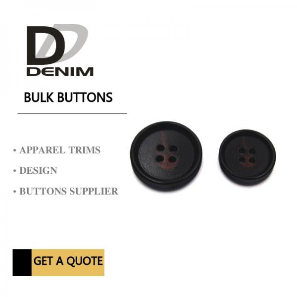 Buy Large Textured Matt Black Trench Coat Buttons Pattern Design With 4 Holes at wholesale prices