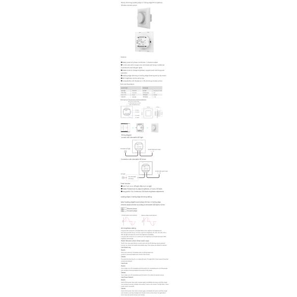 Led Dimmer Switch Rotary Knob AC 100-240V 1A Output Wall Mount Triac dimmer