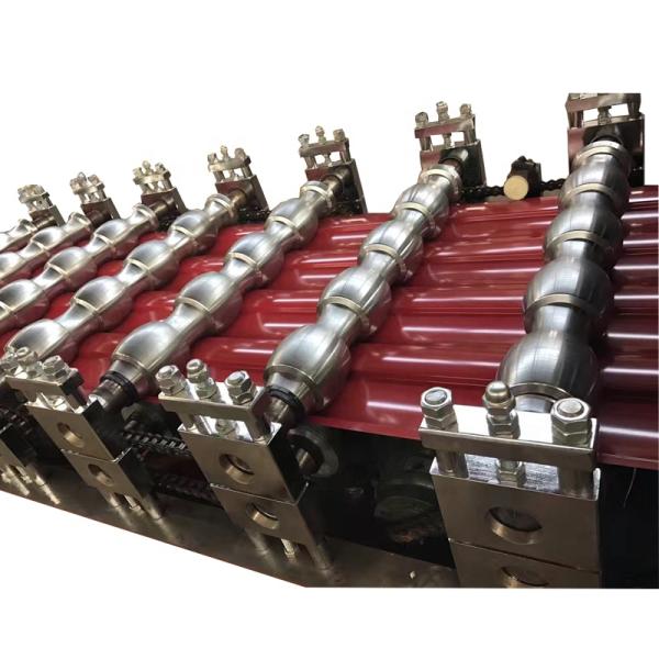 PLC Control Corrugated Sheet Roll Forming Machine , Corrugated Iron Roller Machine