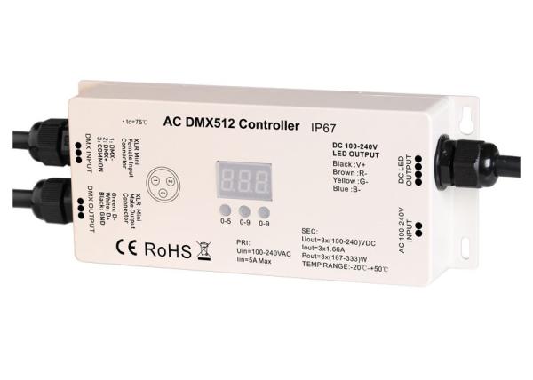 Buy High Voltage IP67 Waterproof RGB 3 CH DMX512 LED Strip Controller 100 - 240V Input & Output at wholesale prices