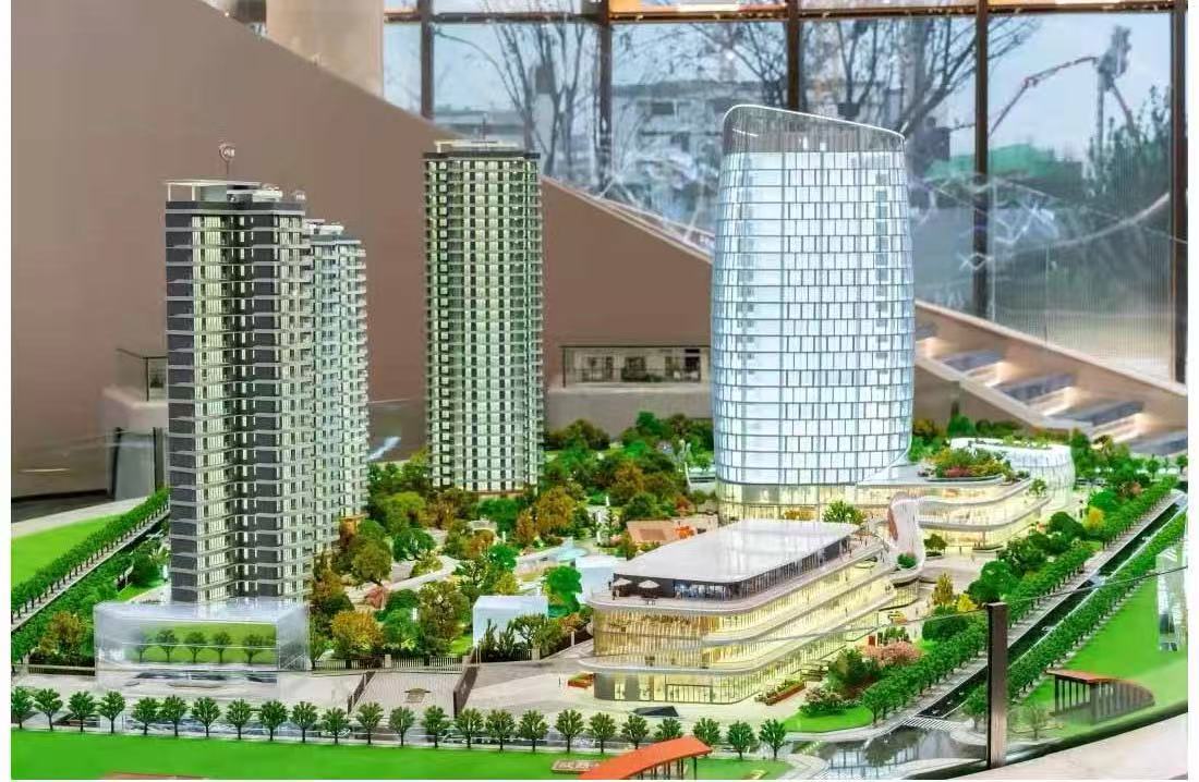 1:100 Architectural Scale Model Urban Development With Parks And Water Features