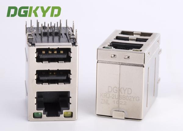 Buy Cat3 RJ45 Connector Stack Over Dual USB 2.0 A Type With Y/G Led at wholesale prices