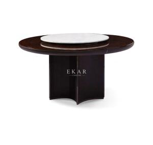 China Black Contemporary Round Dining Table With Marble Turntable W006D1R on sale