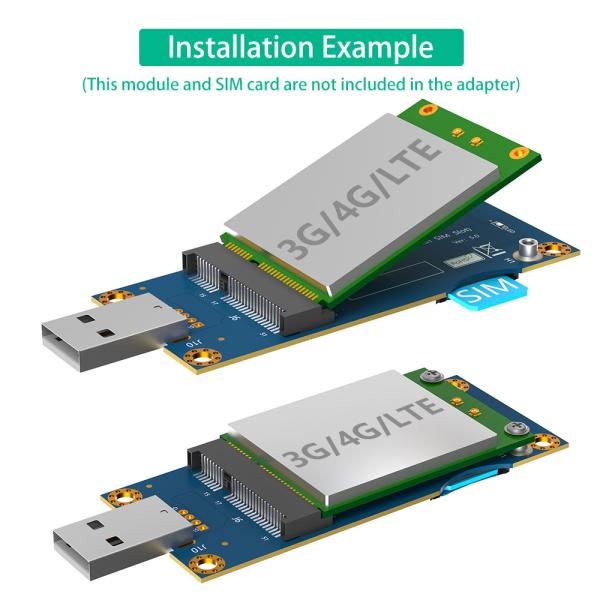 Mini PCI-E PCIe 52Pin to USB 2.0 Wireless Module Adapter Riser Card with SIM Slot VER 5.0 For 3G 4G WWAN LTE GSM Modem