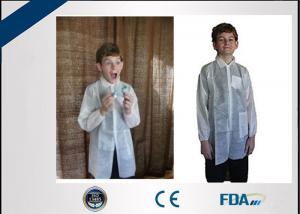 Quality Long Sleeve Non Woven Disposable Lab Coats Fluid Repellent For Children for sale