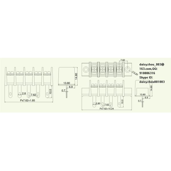 Barrier terminal block 25H-7.62mm 2-30P 300V 20A barrier style terminal blocks