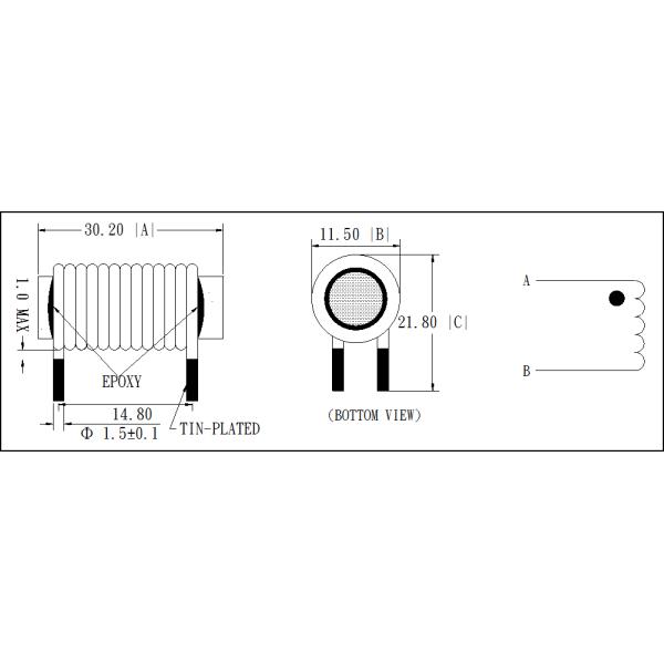 R Shape DIP Power Inductor R8*30 Magnetic Bar Unshielded Power Inductor