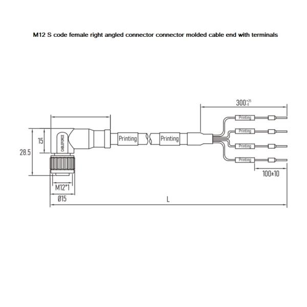 M12 Sensor Actuator Cable S Code Terminals For Motor Encoder PLC Drives