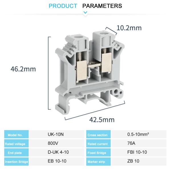 JUK 10N Screw Clamp Electrical Terminal Block DIN Mounted Type Phoenix Switches Power Distribution