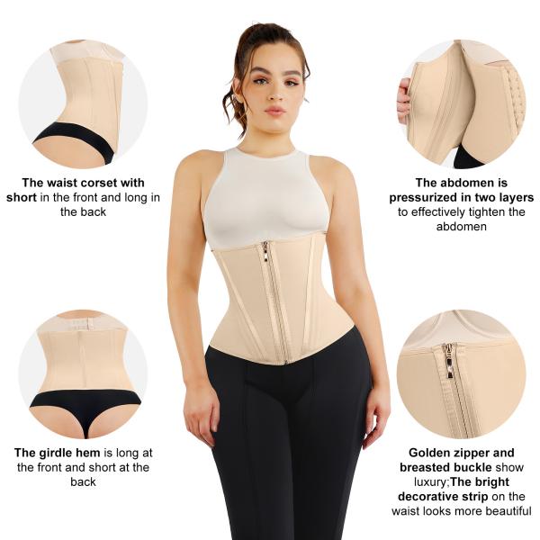 High Compression 5 Built-In Steel Bone Waist Trainer for Tummy Control and Body Shaper