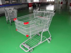 Quality Supermarket Metal Shopping Carts , Swivel Casters Shopping Trolley Cart for sale