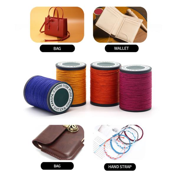 35g Weight Plastic Cone Linen Waxed Thread for Leather Sewing 70m in Cone Material