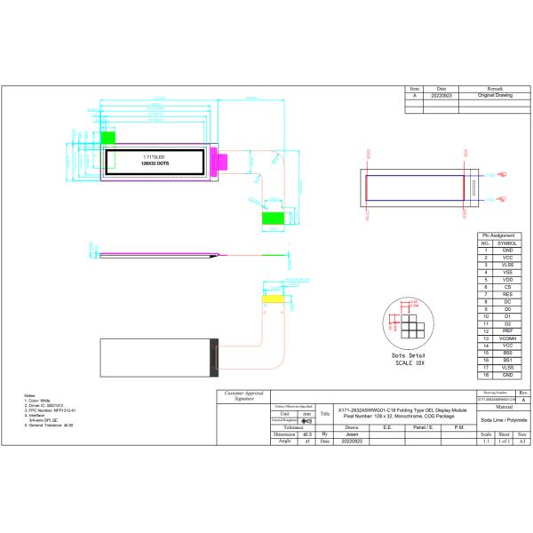 1.71'' OLED Monochrome Display With IC SSD1312 128×32 Serial Peripheral Interface