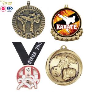 China Manufacturer Custom Shiny Gold Plated Soft Enamel Medallions Laser Logo Judo Metal Zinc Alloy Karate Medal For Honor on sale