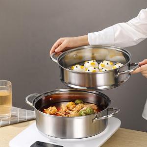 Quality High Capacity Metal Stainless Steel Pot Steamer Food Steamer Pot Kitchen Cooking Pot With Glass Lid for sale