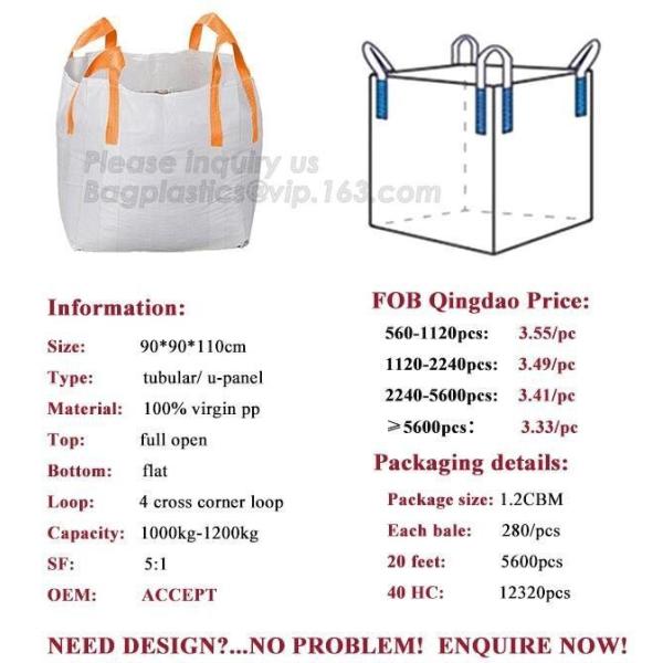Woven Big Bulk Bag Jumbo Bag FIBC For Packing Sand 1 Ton 1.5 Ton 2 Ton Made In, Bagease, Pack