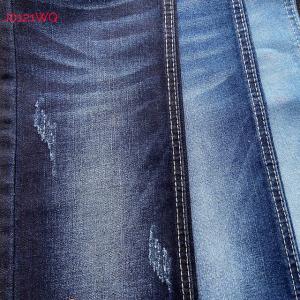 Quality Women Jeans Fresh Stretch Denim Fabric With Clear Warp Slub Dark Blue Color for sale