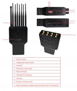 Quality 8 Bands 30m 18W Cell Phone Signal Jammer LOJACK With Hidden Antenna for sale
