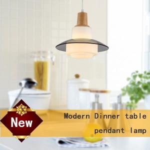 China Top grade Thailand Oak wood dinner room pendant lamp with glass shade E27 socket on sale