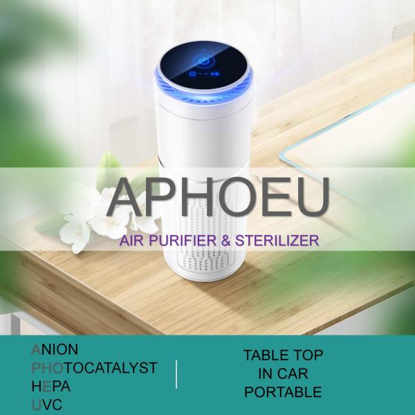 Buy APHOEU CAR air purifier with UVC led lamp + photocatalyst filter, Anion, HEPA filter clean the air in car kill virus at wholesale prices