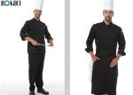 Men Polyester Fabric Kitchen Staff Uniform Chef Working With Hat