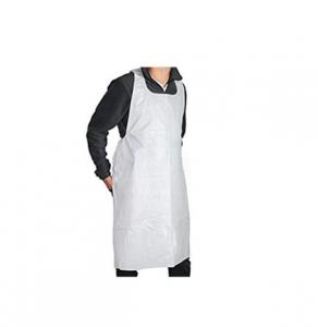 China 90X133cm Medical PE Disposable Apron White Dirt Proof With Sleeves on sale
