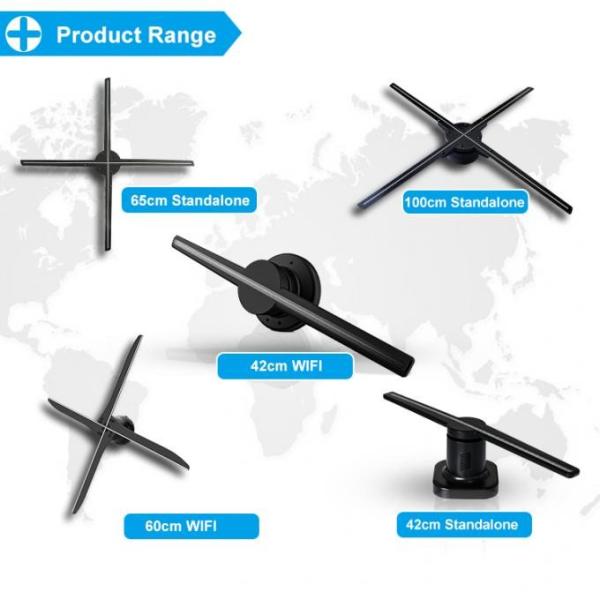 Buy Wifi APP Control 3d Hologram Projector 4 Axis Blades Holographic Ads Display at wholesale prices